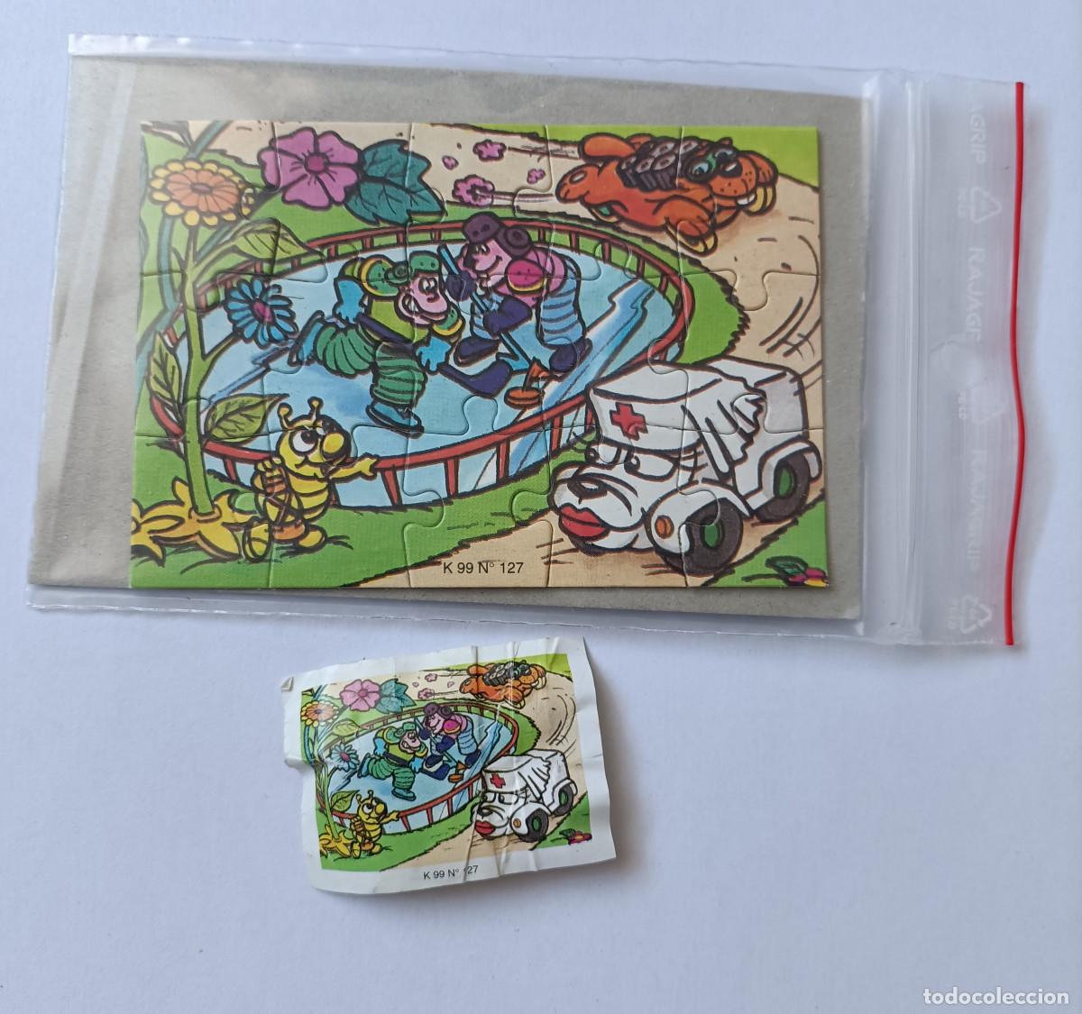 Figuras de goma Kinder: puzzle kinder antiguo puzle rompecabezas k99 99 127 ambulancia hockey gusano bpz papel