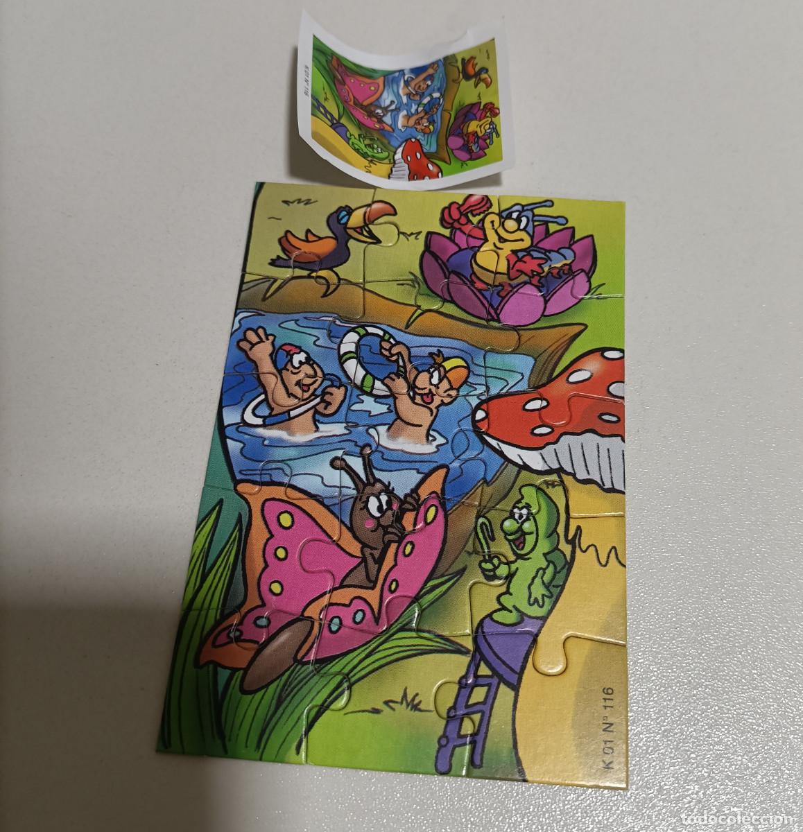 Figuras de goma Kinder: puzzle kinder antiguo puzle rompecabezas k01 01 116 bpz papel seta mariposa ba&ntilde;ista tucan oruga nenu