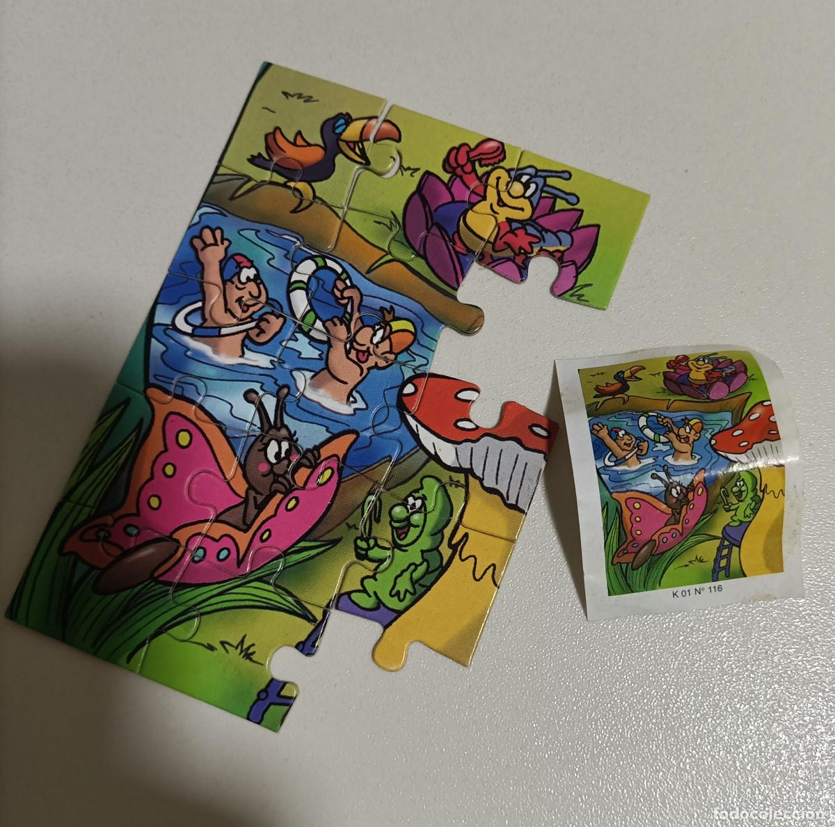 Figuras de goma Kinder: puzzle kinder antiguo puzle rompecabezas k01 01 116 bpz papel seta mariposa ba&ntilde;ista tucan oruga nenu