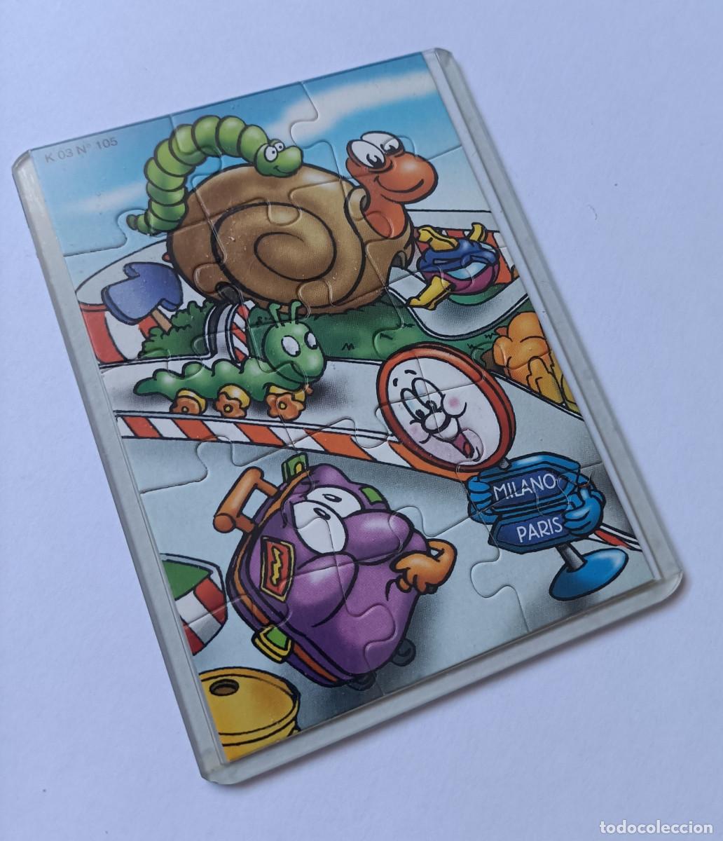 Figuras de goma Kinder: puzzle kinder antiguo puzle rompecabezas k03 105 funda bpz papel 03 maleta caracol nave se&ntilde;al trafic