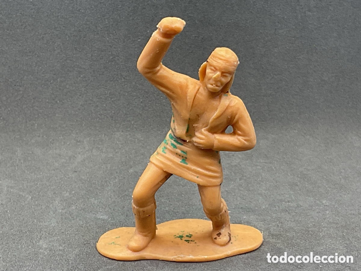 Figuras de goma y PVC: Antigua Figura en Pl&aacute;stico. Serie Indios Apaches de Reamsa. Con Defecto