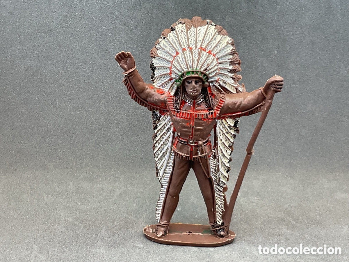 Figuras de goma y PVC: ANTIGUA FIGURA DEL OESTE EN PLASTICO. GUERRERO INDIO DE COMANSI.