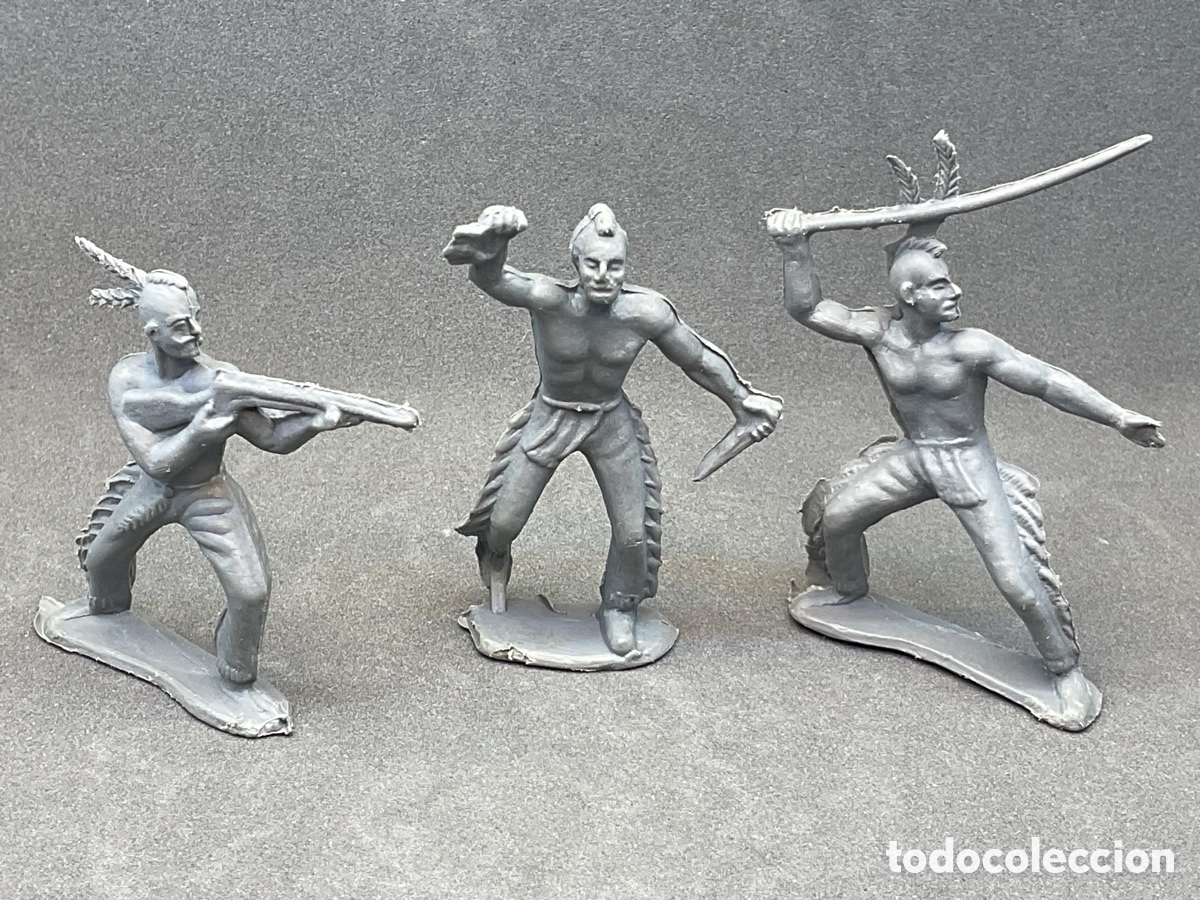 Figuras de goma y PVC: ANTIGUAS FIGURAS DEL OESTE EN PL&Aacute;STICO. INDIOS HURONES, IROQUESES, ETC