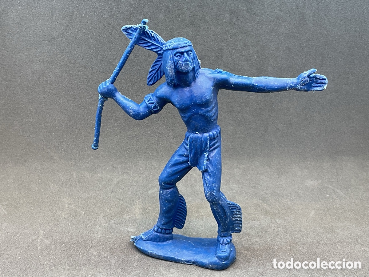 Figuras de goma y PVC: ANTIGUA FIGURA DEL OESTE EN PL&Aacute;STICO. GUERRERO INDIO DE LOUIS MARX