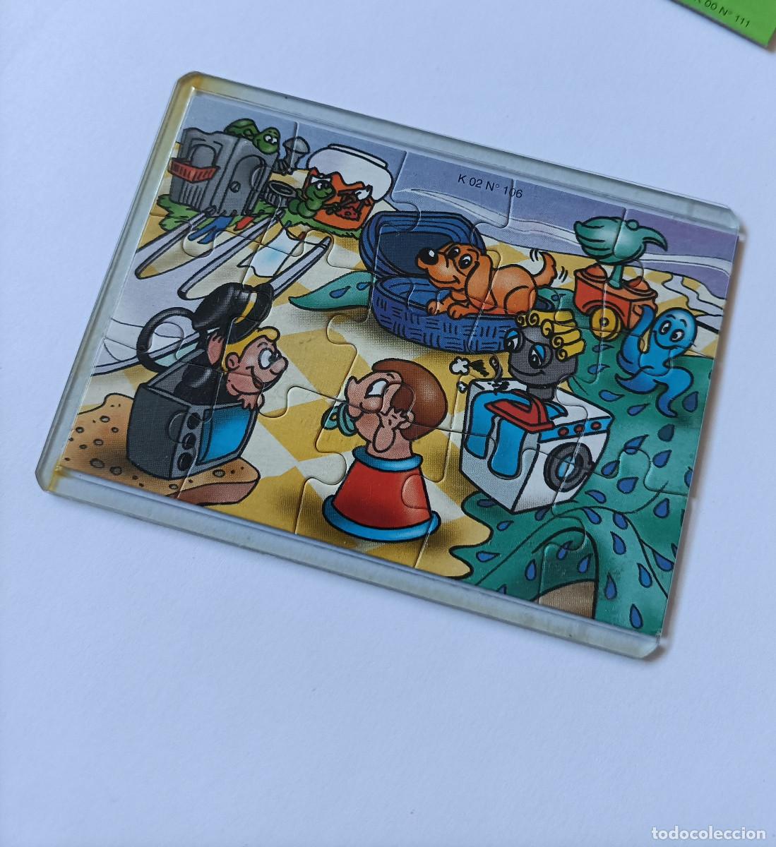 Figuras de goma Kinder: puzzle kinder antiguo funda puzle rompecabezas k02 02 106 bebe lavadora perro cesta