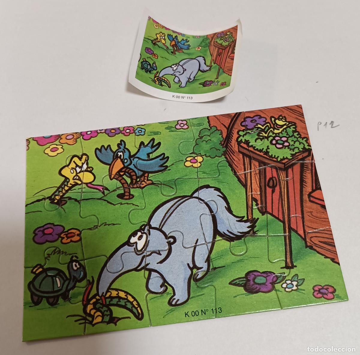 Figuras de goma Kinder: puzzle kinder antiguo funda puzle rompecabezas k00 113 oso hormiguero pajaro serpiente