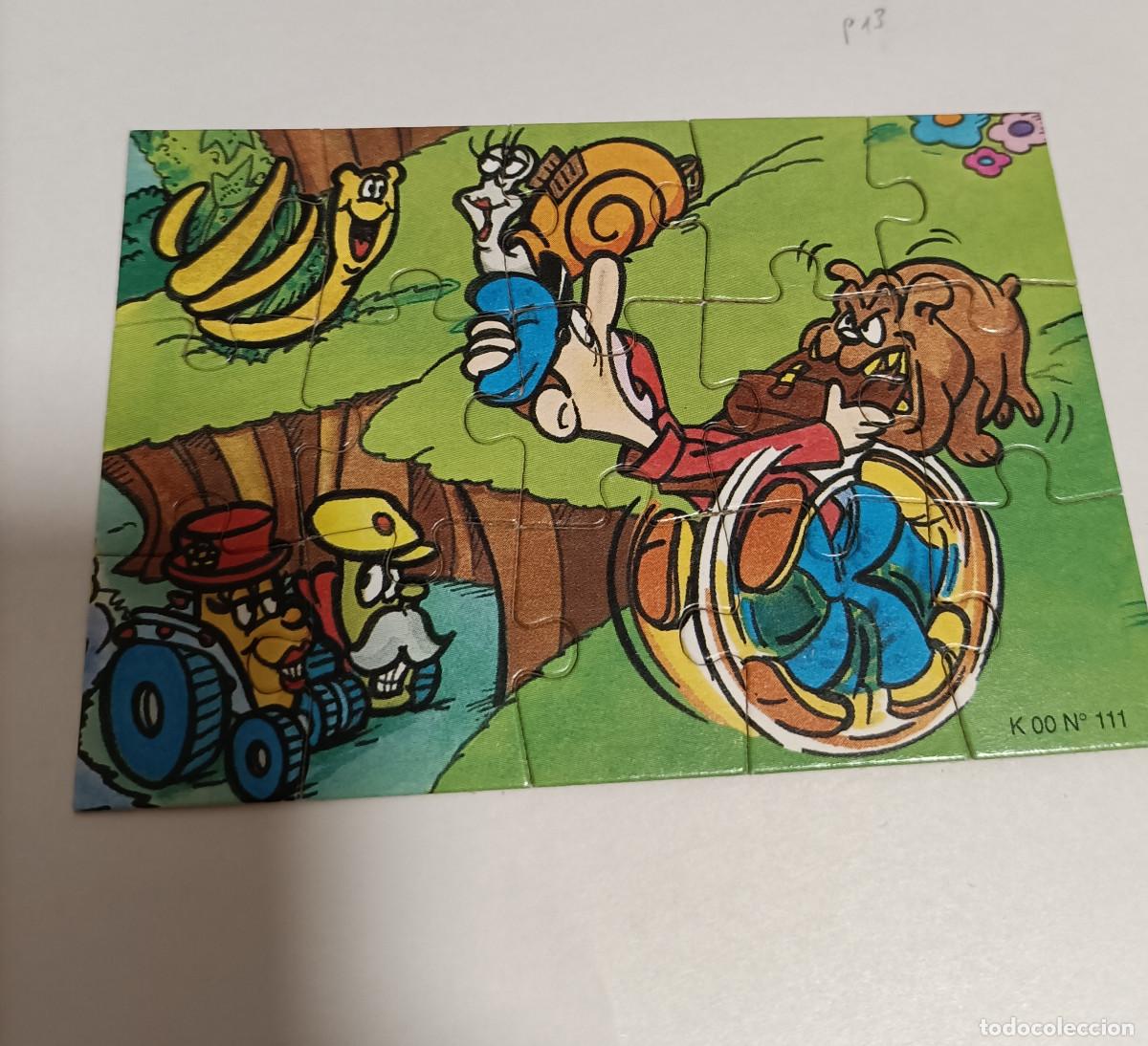 Figuras de goma Kinder: puzzle kinder antiguo funda puzle rompecabezas k00 111 tractor perro caracol