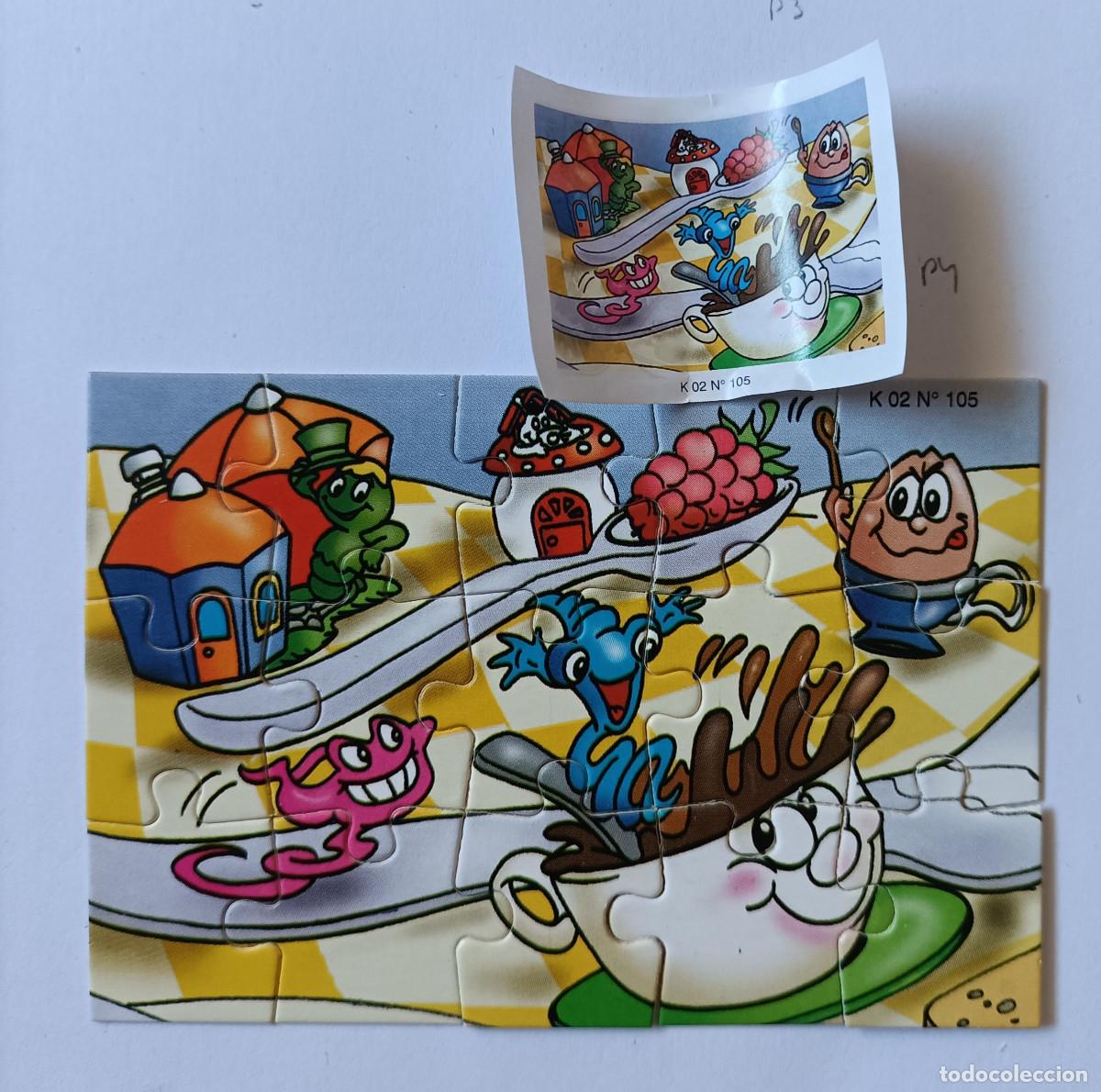 Figuras de goma Kinder: puzzle kinder antiguo puzle rompecabezas k02 02 105 taza cuchara fresa gusanito seta bpz papel