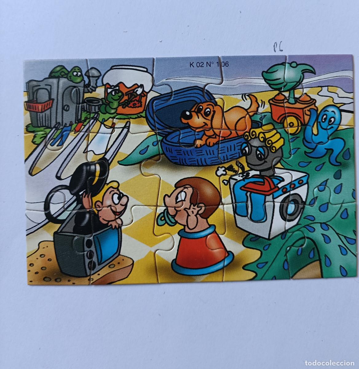 Figuras de goma Kinder: puzzle kinder antiguo puzle rompecabezas k02 02 106 bebe lavadora perro cesta