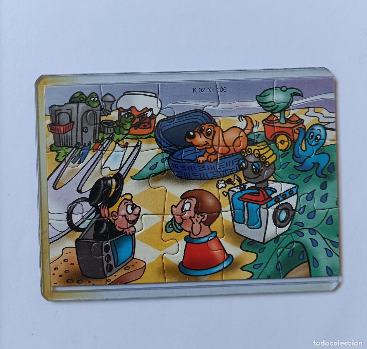 Figuras de goma Kinder: puzzle kinder antiguo puzle rompecabezas k02 02 106 bebe lavadora perro cesta funda