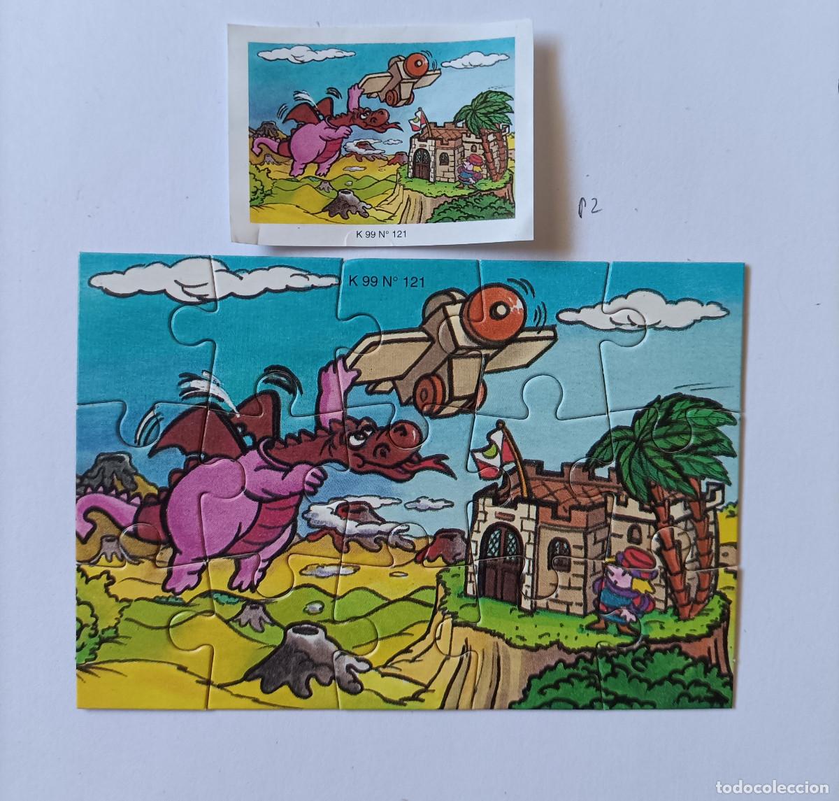 Figuras de goma Kinder: puzzle kinder antiguo puzle rompecabezas k99 99 121 dragon castillo avioneta fortaleza avion