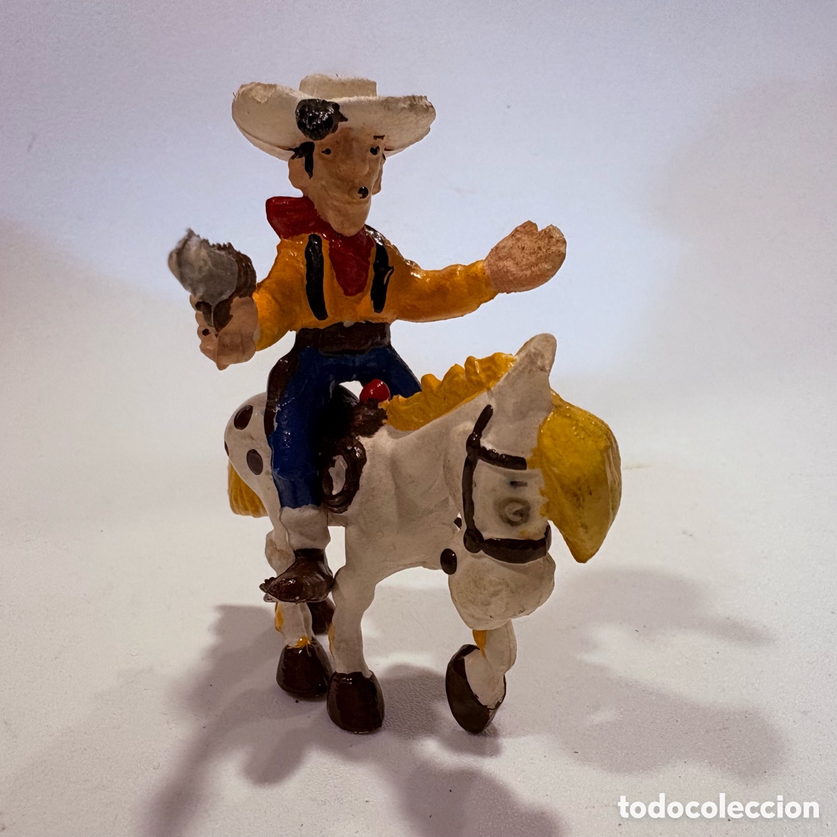 Figuras de goma y PVC: figura mu&ntilde;eco PVC Lucky Luke a caballo Jolly Jumper a&ntilde;os 80