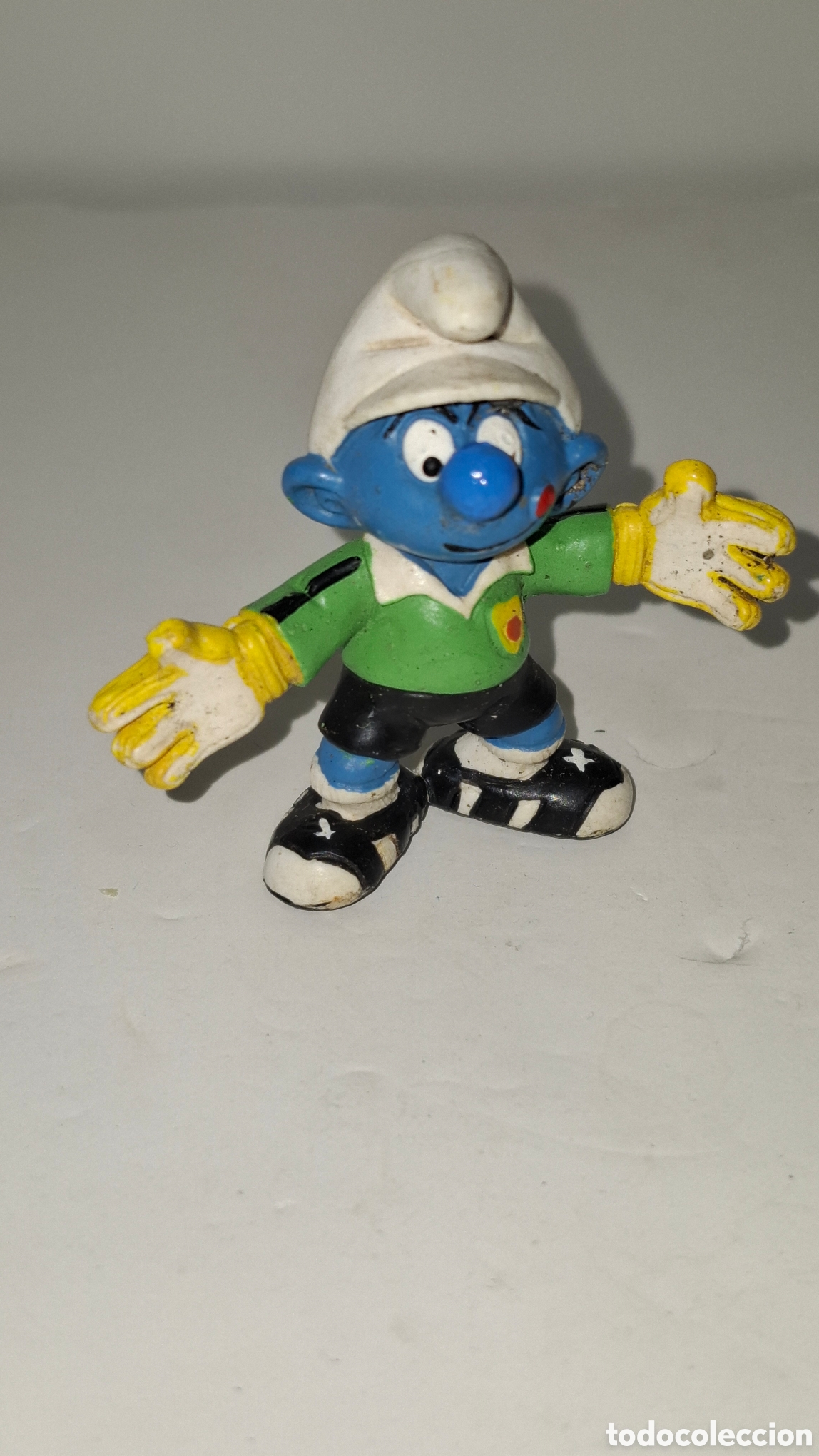 Figuras de goma y PVC: SCHLEICH FIGURA DE PVC MADE IN GERMANY SCHLEICH SMURFS PEYO PITUFO PORTERO DE FUTBOL