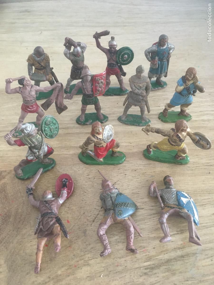 Figuras de goma y PVC: gladiadores y medievales lote figuras originales antiguas reamsa jecsan comansi pech etc
