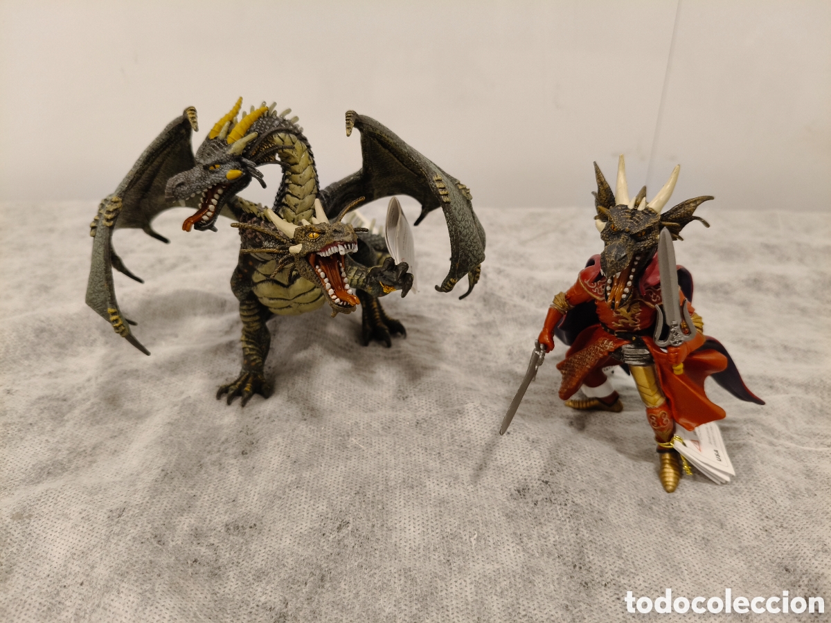 Figuras de goma y PVC: Dragon y lote figuras Papo fantasticas con etiqueta