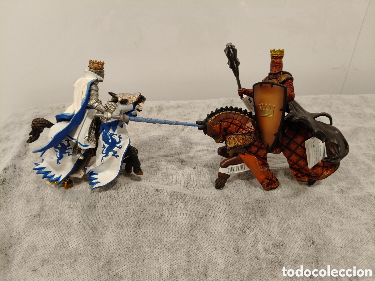 Figuras de goma y PVC: Lote 2 caballeros torneo medieval Papo