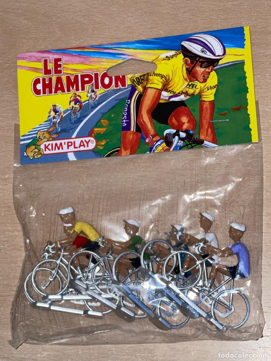 Figuras de goma y PVC: Bl&iacute;ster LE CHAMPION Kim'Play con 6 Ciclistas Tour Francia Giro Italia Vuelta Ciclista Espa&ntilde;a starlux