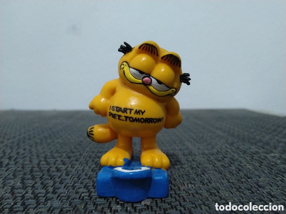 Figuras de goma y PVC: FIGURA PVC GARFIELD BULLY COMICS TEBEOS JOHN ODDIE LASA&Ntilde;A GATO PESANDOSE BASCULA DIETA LUNES