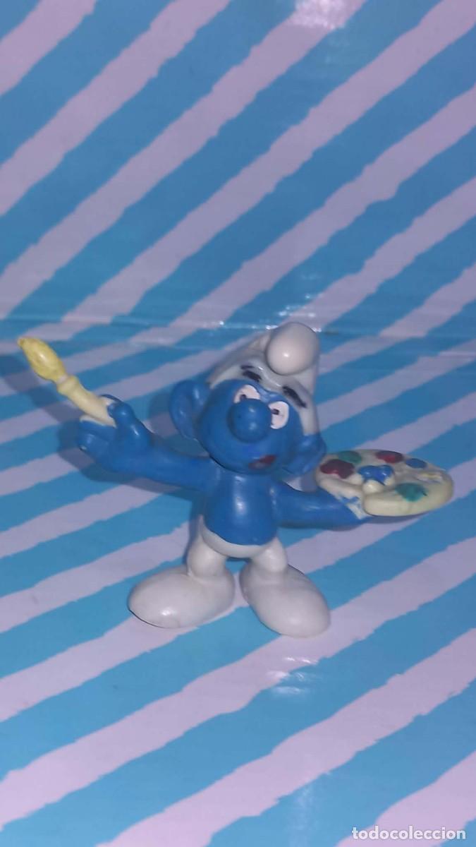 Figuras de goma y PVC: Figura pvc Pitufo pintor, Los Pitufos, Les Schtroumpfs, The Smurfs, a&ntilde;os 80