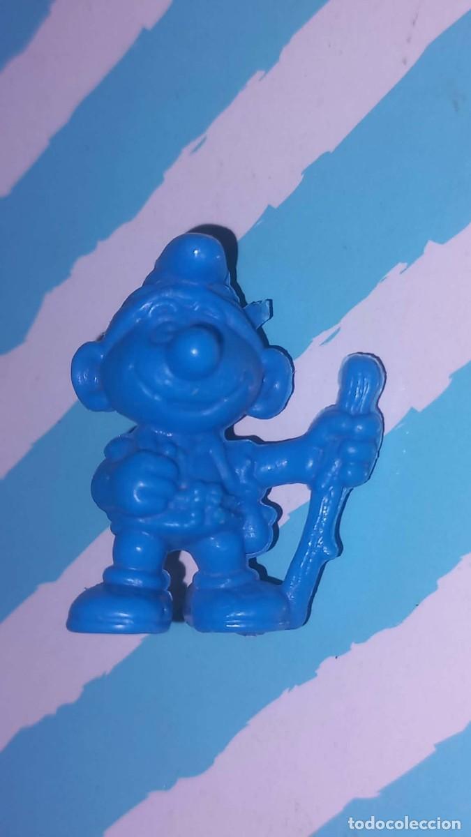Figuras de goma y PVC: Figura Pitufo con baston de Los Pitufos, The Smurfs, Dunkin Phoskitos, a&ntilde;os 80
