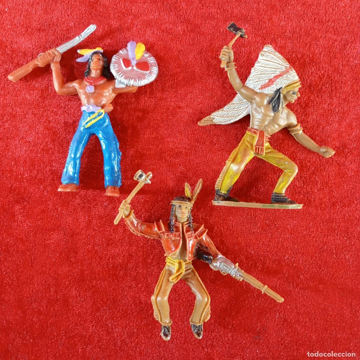 Figuras de goma y PVC: 3T FIGURAS CL&Aacute;SICAS VINTAGE - INDIOS DE GOMA - MARCA COMANSI - 70'S-80'S - 02