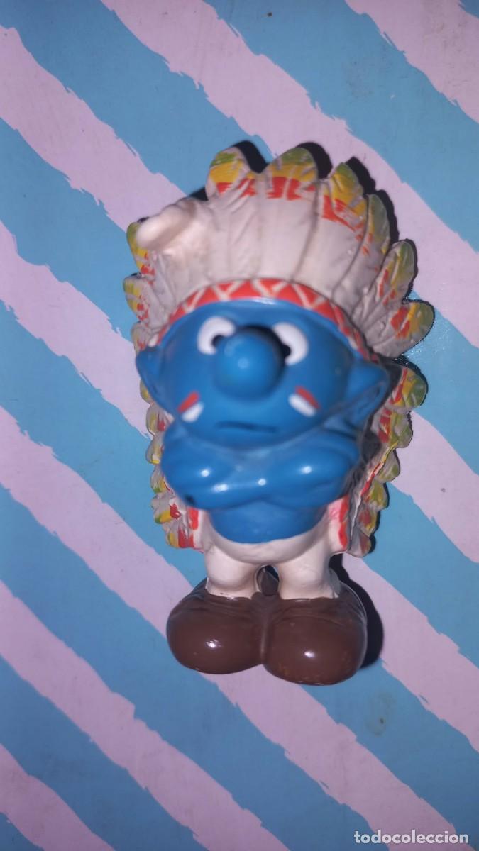 Figuras de goma y PVC: Pvc Pitufo Jefe Indio, Los Pitufos, Les Schtroumpfs, The Smurfs, a&ntilde;os 80