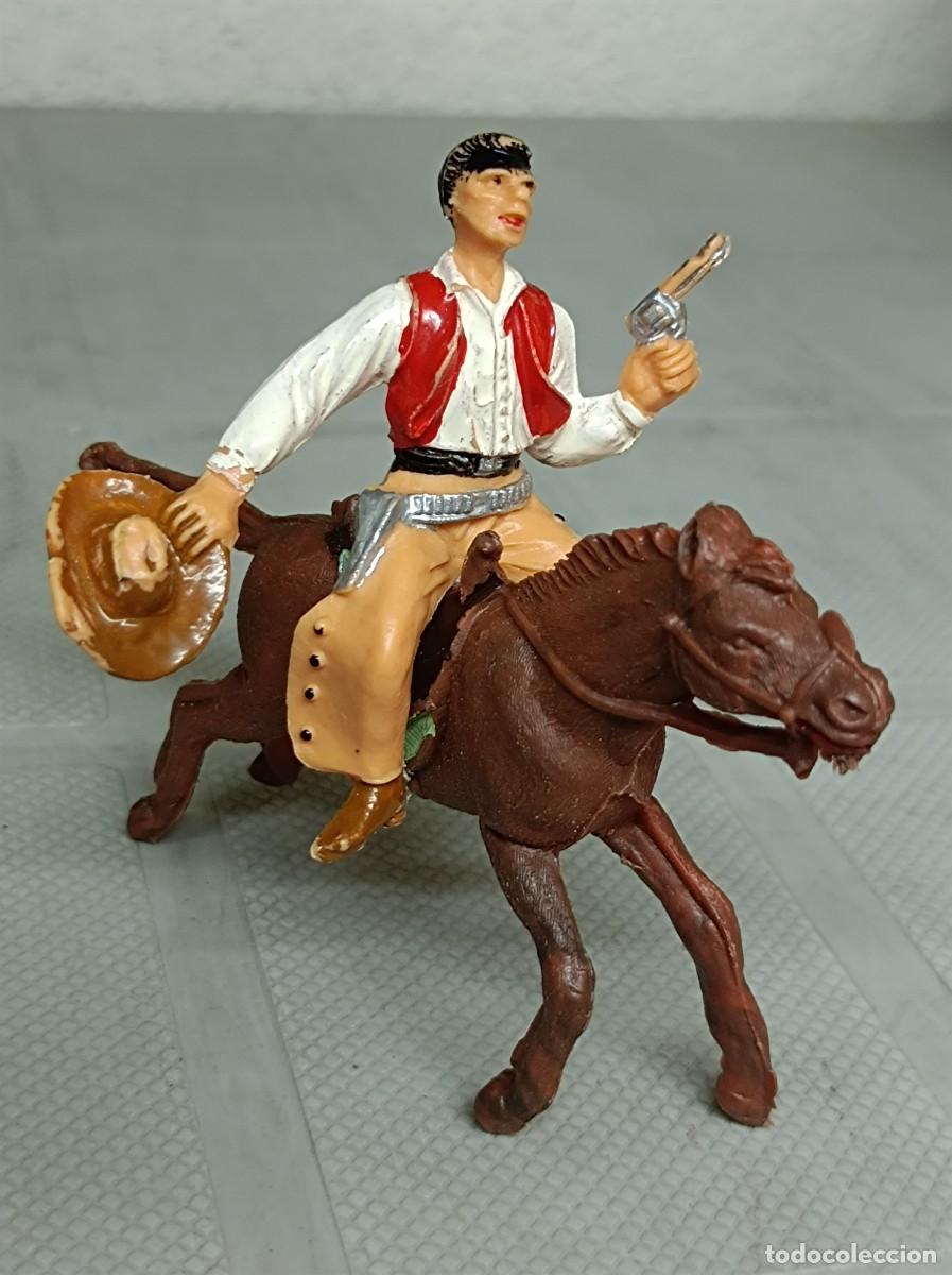 Figuras de goma y PVC: VAQUERO COWBOY COMANSI DE PL&Aacute;STICO A CABALLO - Foto 1