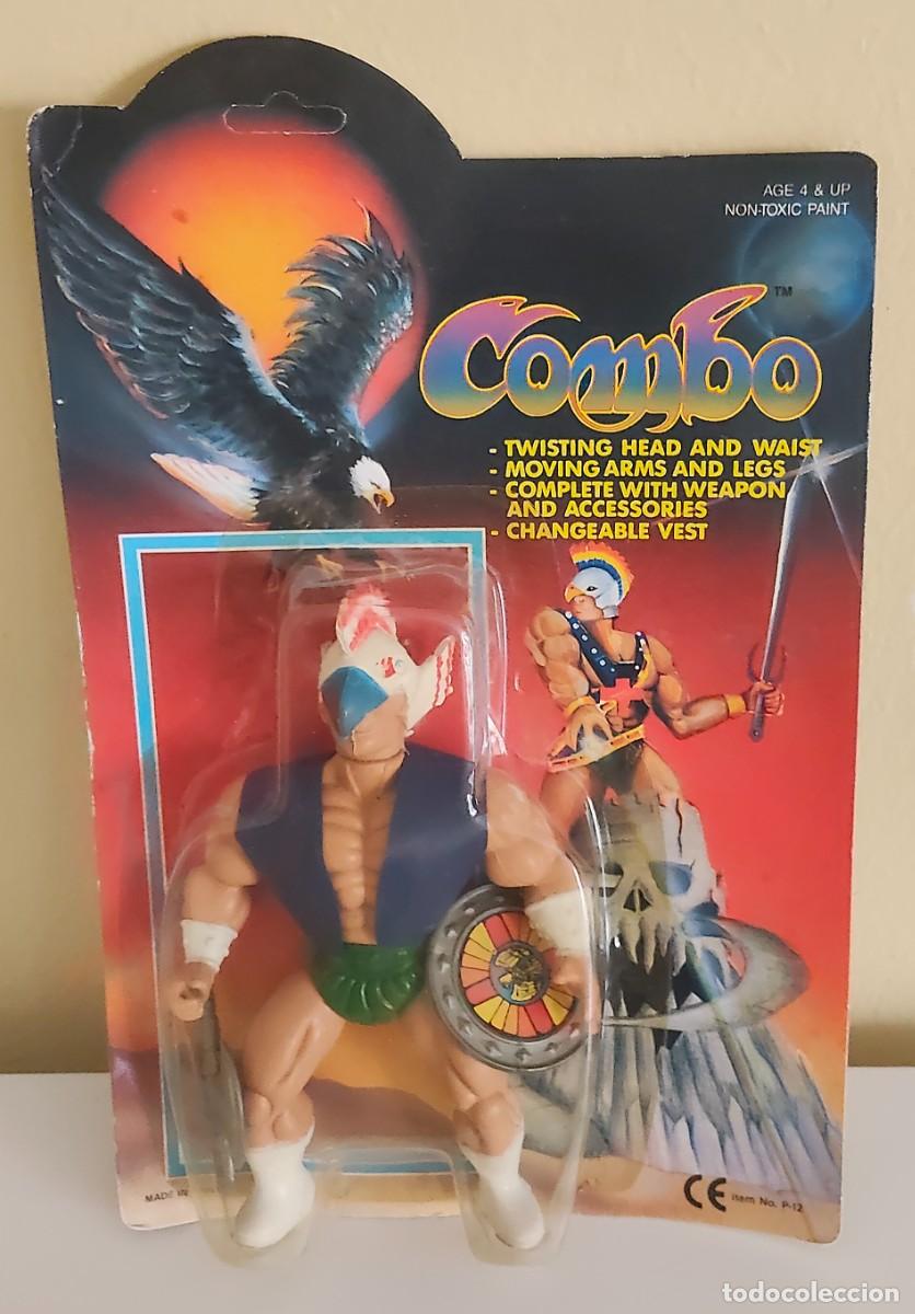 Figure Masters del Universo: COMBO HERO EAGLE MAN CHALECO AZUL SELLADO Y UNPUNCHED EN BLISTER ORIGINAL MOTU A&Ntilde;OS 80 BOOTLEG MOC