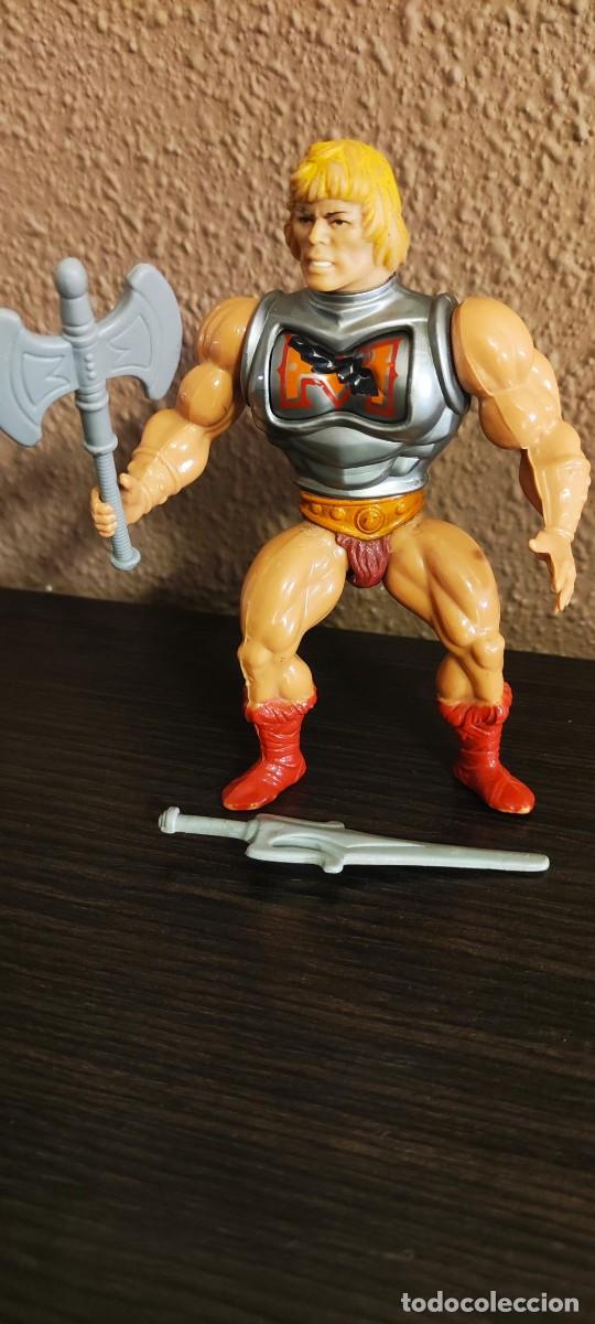Figuras Masters del Universo: HE-MAN BATTLE ARMOR. HACHA Y ESPADA. MOTU. VINTAGE A&Ntilde;OS 80
