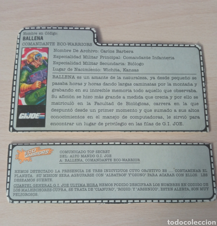Figuras y mu&ntilde;ecos GI Joe: Ficha gi Joe ballena - Foto 1