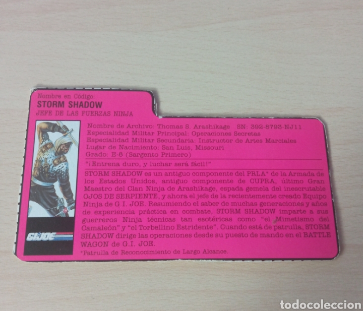 Figuras y mu&ntilde;ecos GI Joe: Ficha gi joe storm shadow - Foto 1
