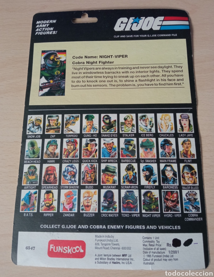 Figuras y mu&ntilde;ecos GI Joe: Ficha giJoe night viper - Foto 1