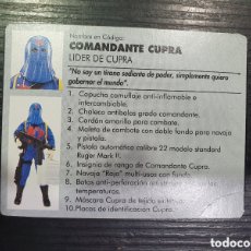 Figuras y Muñecos Gi Joe: TARJETA CARTÓN ORIGINAL GI JOE COMANDANTE CUPRA. (L66)