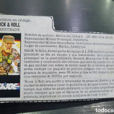 Figuras y Muñecos Gi Joe: TARJETA CARTÓN ORIGINAL GI JOE. ROCK & ROLL. (L66)
