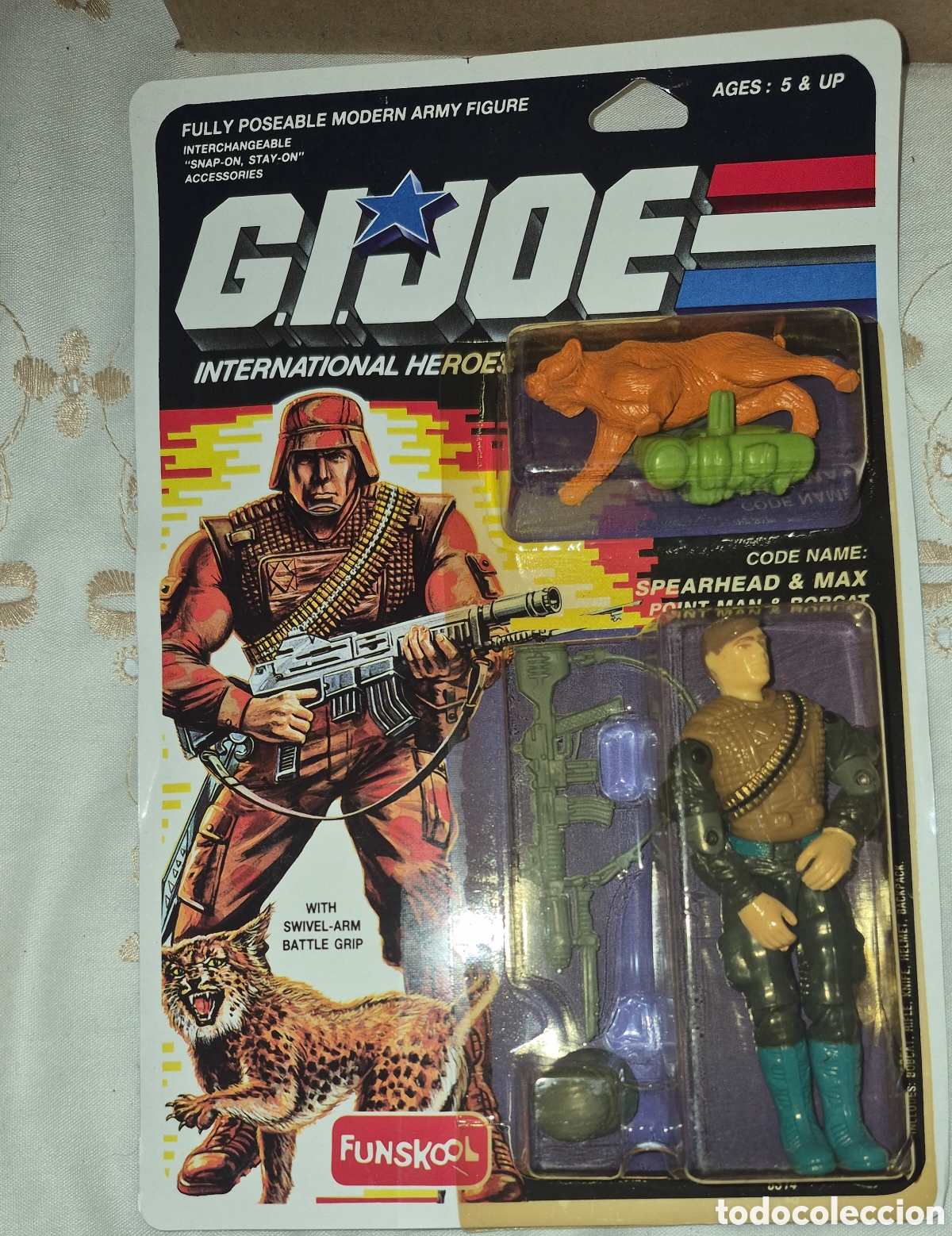 Figuras y mu&ntilde;ecos GI Joe: Antigua figura de Gijoe Funskool en blister de Sperhead y el perro Max. A&ntilde;os 80 &Eacute;poca Pressing catch