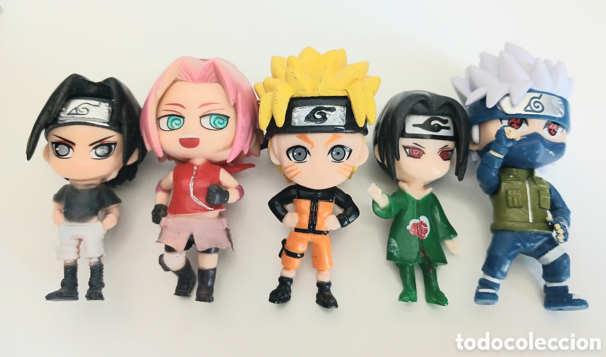 Figuras y Mu&ntilde;ecos Manga: Lote 5 Figuras Naruto Shippuden Estilo Chibi - Naruto, Sasuke, Sakura, Itachi y Kakashi, Q/Chibi PVC