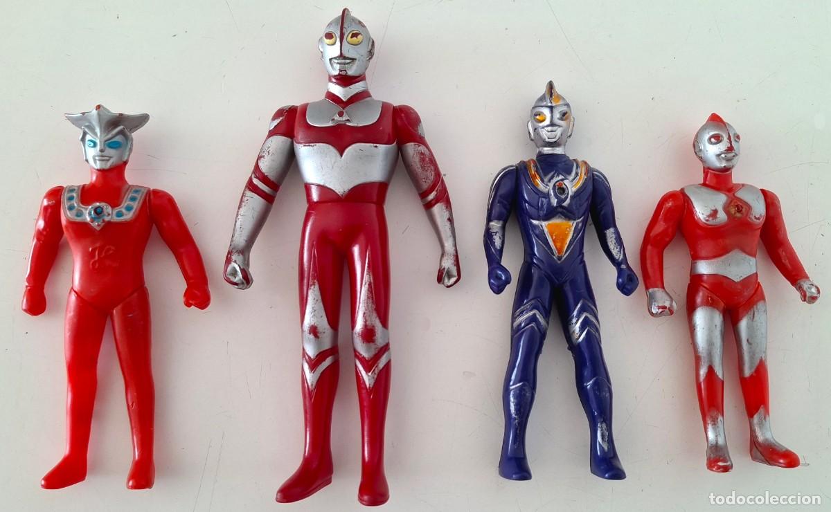 Figuras e Bonecos Manga: Lote 4 figuras pl&aacute;stico vinilo sofubi colecci&oacute;n Ultraman Grate Bandai 1990 Japan Leo Taro