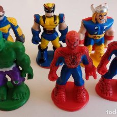 Figuras y Muñecos Marvel: LOTE 6 FIGURITAS MARVEL SPIDERMAN(X2), LOVEZNO, THOR, HULK Y CÍCLOPE. Lote 80213685