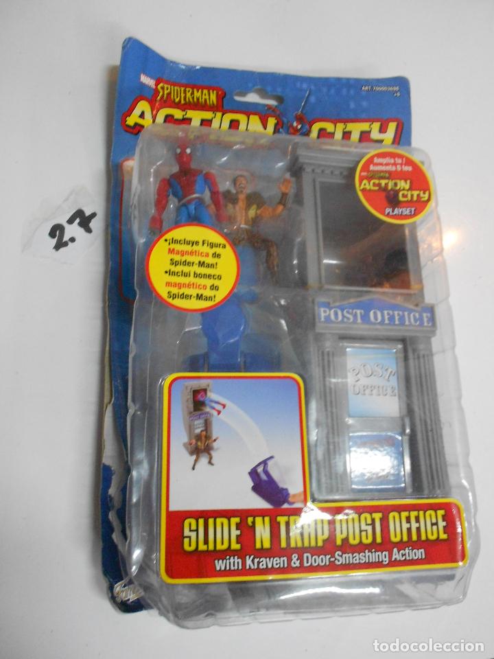 Figuras y mu&ntilde;ecos Marvel: ANTIGUO BLISTER SPIDERMAN - ACTION CITY - POST OFFICE - Foto 1