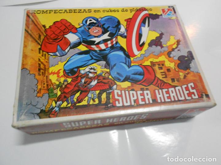 Figuras y mu&ntilde;ecos Marvel: ANTIGUO PUZZLE ROMPECABEZAS DE CUBOS DE SUPER HEROES - Foto 1