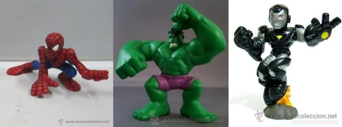 Figuras y mu&ntilde;ecos Marvel: 3 FIGURAS SUPERHERO SQUAD HULK, SPIDERMAN, WAR MACHINE y troquelados - Foto 1