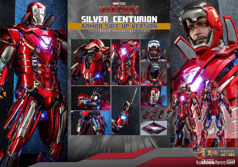 Figuras y Mu&ntilde;ecos Marvel: Figura Silver Centurion Iron Man 3 Armor Suit Up Version Hot Toys Escala 1/6