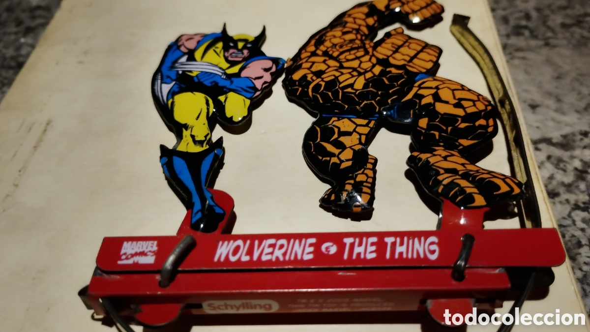 Figuras y Mu&ntilde;ecos Marvel: Figura met&aacute;licas/Juguete de hojalata (THE THING VS Wolverine) Schyling Marvel 2005.