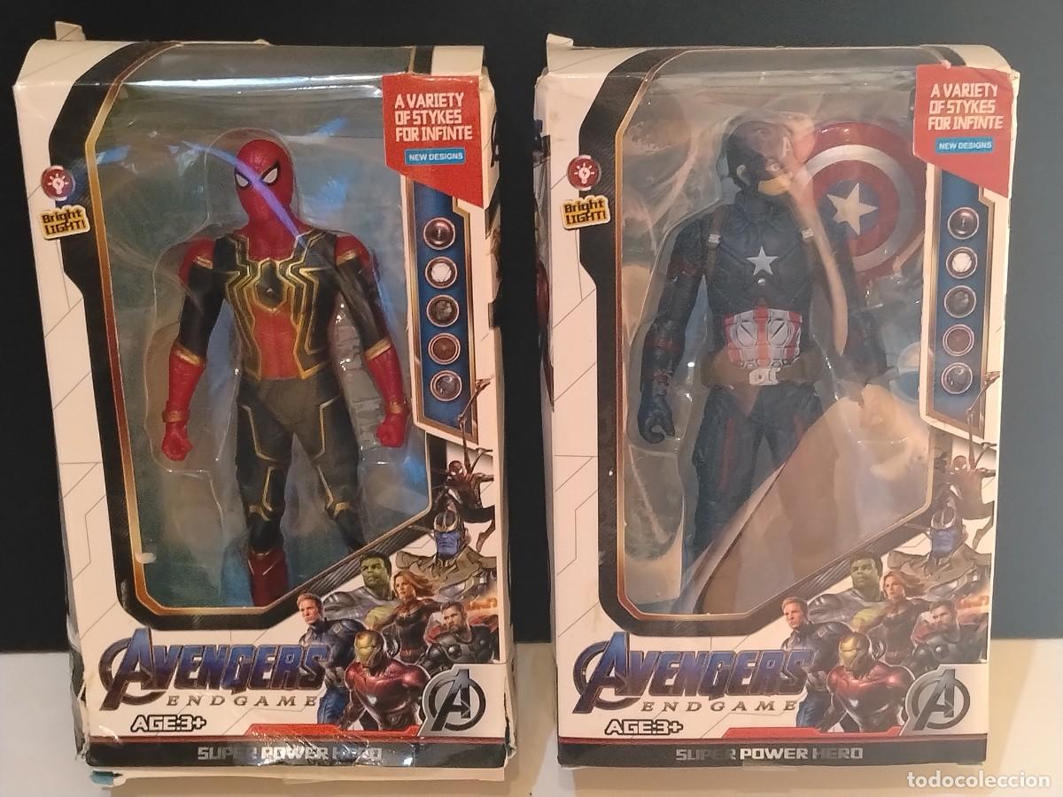 Figuras y mu&ntilde;ecos Marvel: PAREJA FIGURAS DE MARVEL AVENGERS (SPIDERMAN Y CAPITAN AM&Eacute;RICA)LUMINOSOS,1:12