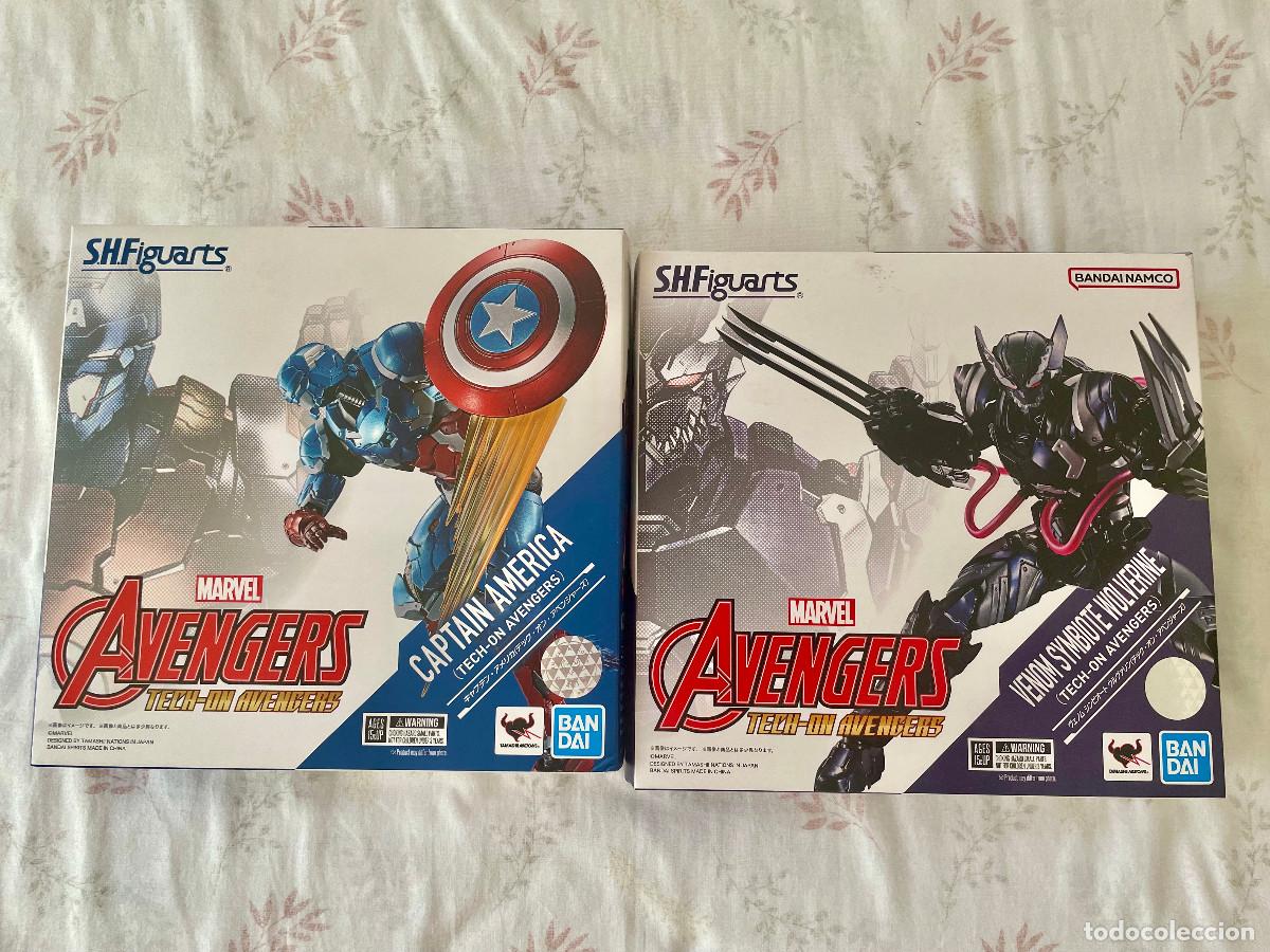 Figuras y mu&ntilde;ecos Marvel: Lote SHFiguarts Avengers Tech-On Captain A. y Venom Symbiote Wolverine. Ambas nuevas.