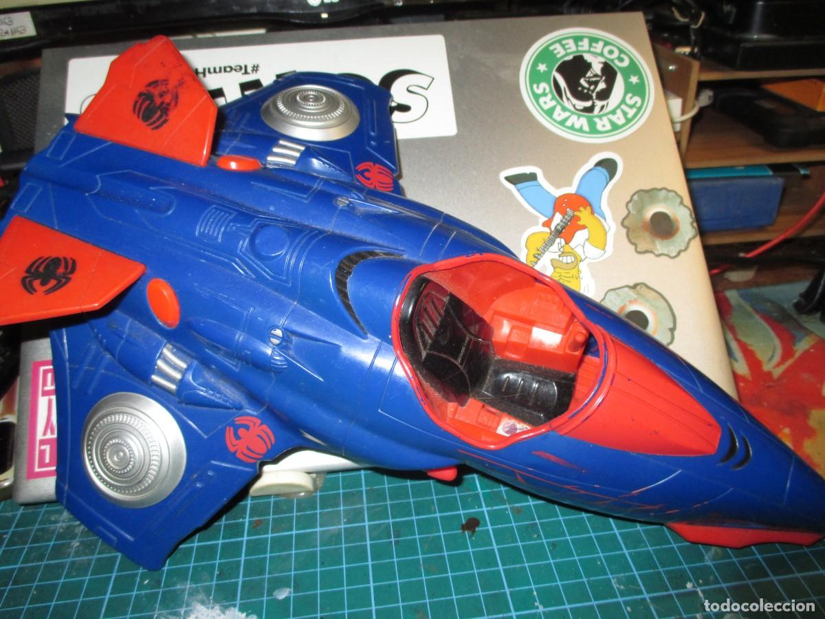 Figuras y mu&ntilde;ecos Marvel: 879- Nave Avi&oacute;n Hypersonic Spider-Man (Hasbro 2006) - Completo con 2 Misiles