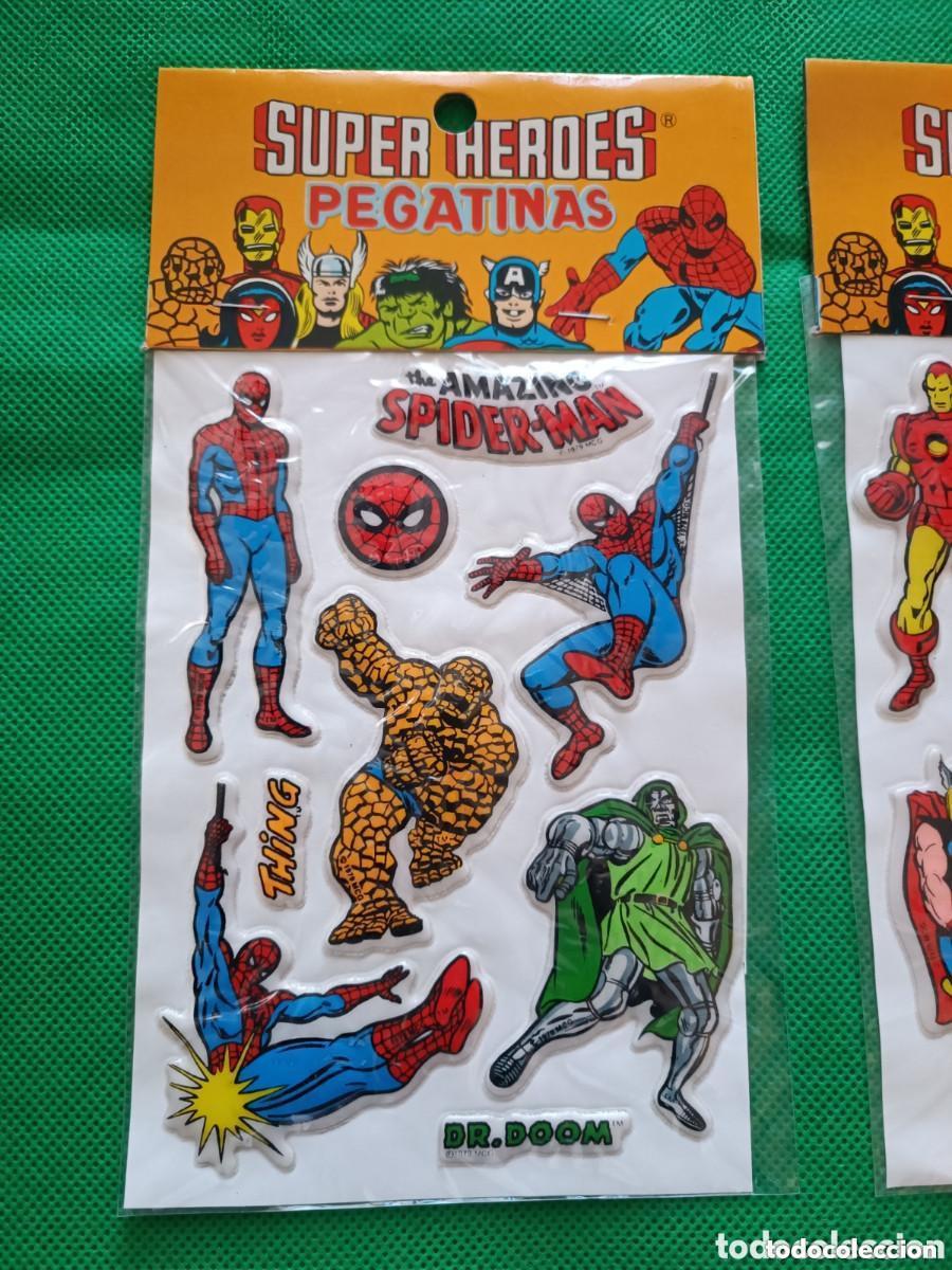 Figuras y mu&ntilde;ecos Marvel: Tres blister pegatinas Marvel C&oacute;mics 1981 promo Vip - Foto 3