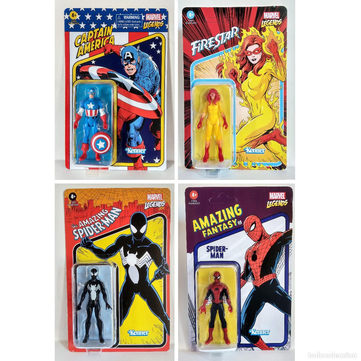 Figuras y mu&ntilde;ecos Marvel: MARVEL LEGENDS RETRO (10 cm): SPIDERMAN (x2), HULK, CAPITAN AMERICA, FIRESTAR - HASBRO (2021-22)