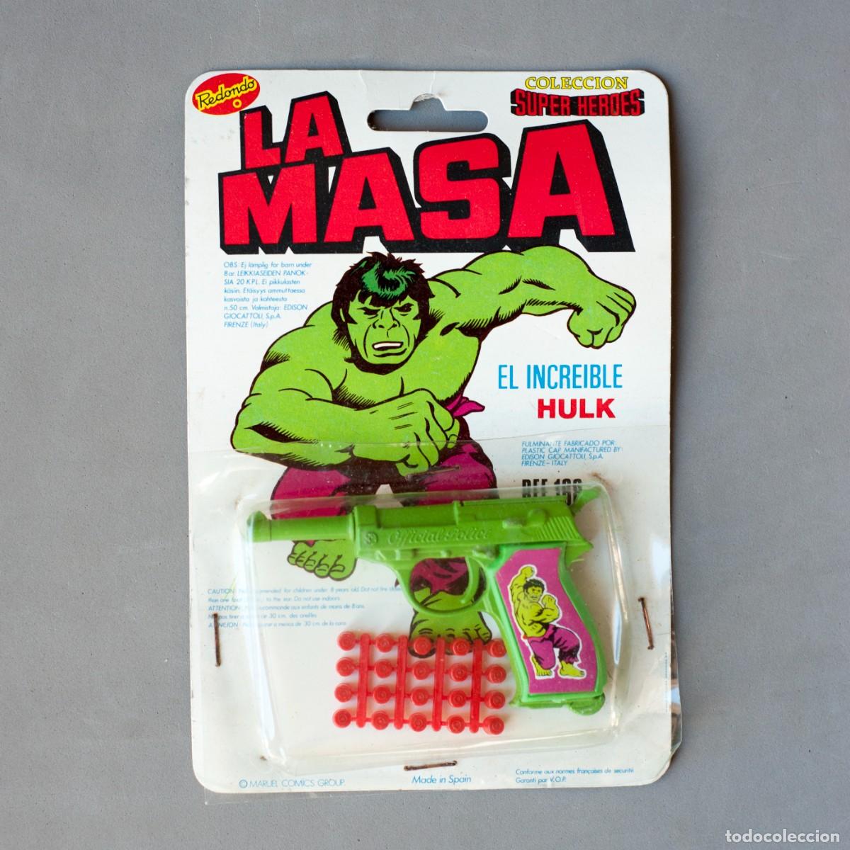 Figuras y mu&ntilde;ecos Marvel: 80s Pistola juguete fulminantes LA MASA El Increible Hulk Redondo Super Heroes marvel vintage