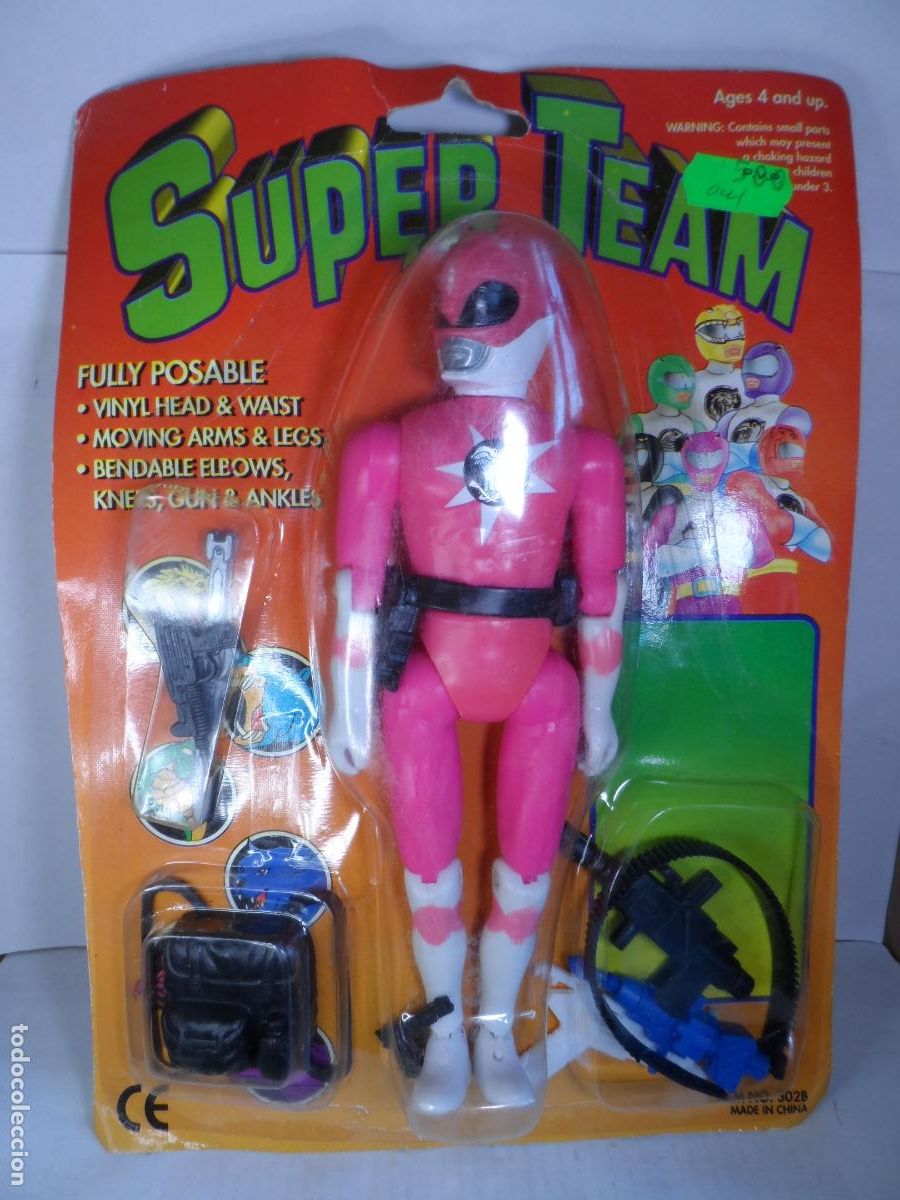Figuras y Mu&ntilde;ecos Power Rangers: FIGURA POWER RANGERS BOOTLEG SUPER TEAM ROSA A&Ntilde;OS 90